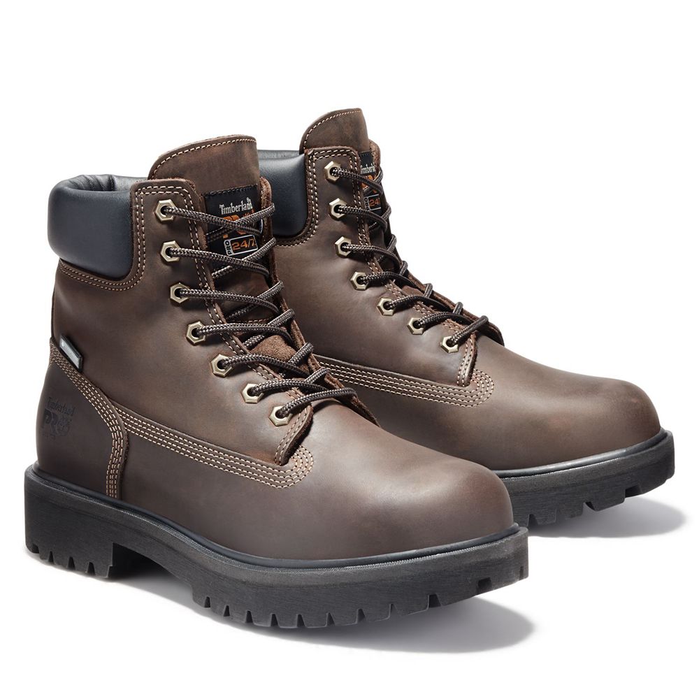 Timberland Pro Μποτακια Ανδρικα Καφε - Direct Attach 6\" Steel Toe - Greece 2391476-UX